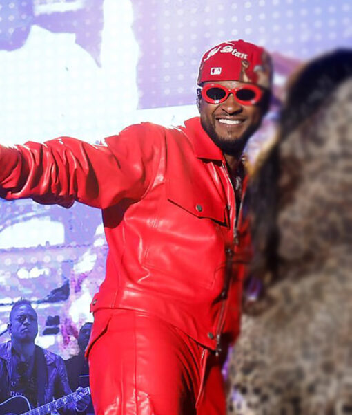 Usher The Roots Picnic 2023 Leather Jacket - Usher The Roots Picnic 2023 - Men's Red Leather Jacket - Side View2