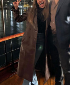 Vanessa Morgan Wild Cards Brown Leather Coat - Vanessa Morgan Wild Cards Max Mitchell - Women's Brown Leather Coat - Front View