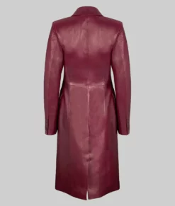 Zendaya womens Maroon Leather Trench Coat - womens Maroon Leather Trench Coat-3