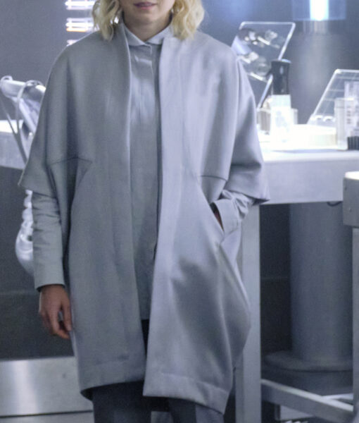 Alison Pill Star Trek Picard Dr. Agnes Jurati Womens Gray Wool Coat - Womens Gray Wool Coat - Front View