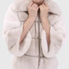 Althea Women's White Real Rabbit Fur Jacket - White Real Rabbit Fur Jacket For Women- Front View