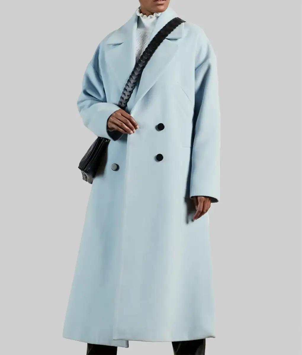 【Amanda】 ato WOOL TRENCH COAT Amanda Holden Sky Blue Wool Trench Coat | NYC Jackets