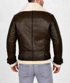 Army B-3 Shearling Brown Leather Aviator Jacket | Men's B-3 Shearling Brown Leather Aviator Jacket-4