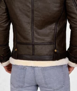 Army B-3 Shearling Brown Leather Aviator Jacket | Men's B-3 Shearling Brown Leather Aviator Jacket-1