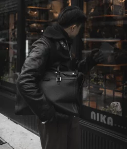 Ash B-3 Shearling Black Leather Aviator Jacket-Side