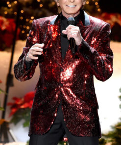Barry Manilow A Very Barry Christmas Mens Red Sequin Blazer - Mens Red Sequin Blazer - Front VIew3