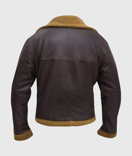 Bart B-3 Shearling Brown Leather Aviator Jacket - Back View