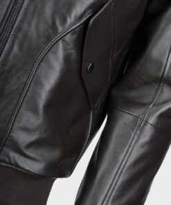 Ben Mens Brown Bomber Leather Jacket - Pocket View