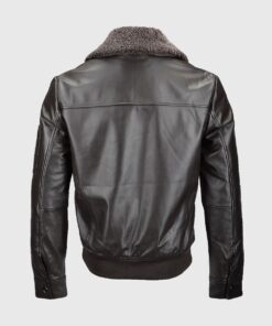 Ben Mens Brown Bomber Leather Jacket - Back View