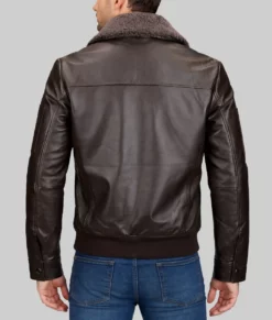 Ben Mens Brown Bomber Leather Jacket-Back