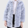 Calista Women's Blue Hooded Real Rex Rabbit Fur Jacket - Blue Hooded Real Rex Rabbit Fur Jacket For Women