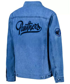 Carolina Panthers Jean Jacket - Men's Blue Trucker Jacket - Front View