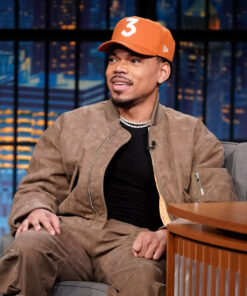 Chance The Rapper Late Night Seth Mens Brown Jacket - Mens Brown Jacket - Front View