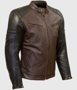 Chase Brown Moto Cafe Racer Biker Leather Jacket