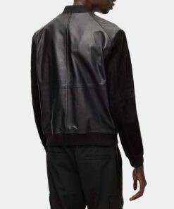 Cooper Mens Black Bomber Leather Jacket - Back View