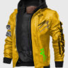 Cyberpunk 2077 Edgerunners David Martinez Yellow Jacket - Men's Yellow Leather Jacket - Front View