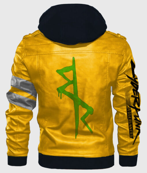 Cyberpunk 2077 Edgerunners David Martinez Yellow Jacket - Men's Yellow Leather Jacket - Back View