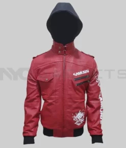 Cyberpunk 2077 Red Leather Jacket-Front