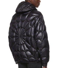 Edward Spider Mens Black Puffer Jacket - Mens Black Puffer Jacket - Back View