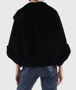 Enchanteur Women's Black Real MInk Fur Jacket - Black Real MInk Fur Jacket for Women - Back View