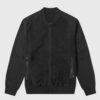 Fend Black Suede Leather Bomber Jacket - Front View