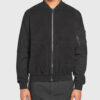 Fend Black Suede Leather Bomber Jacket
