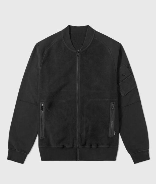Fend Black Suede Leather Bomber Jacket - Front View