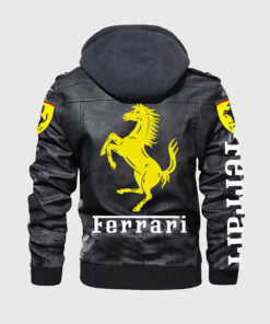 Ferrari Leather Motorcycle Jacket - Men's Black Leather Jacket - Back View