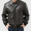 Flight Brown A-2 Bomber Aviator Leather Jacket - Front View