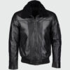 Francis Mens Black Bomber Leather Jacket - Front V iew