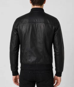 Gabriel Mens Black Bomber Leather Jacket-Back