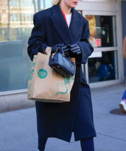 Gigi Hadid Black Coat - Women's Black Wool Coat - Front View