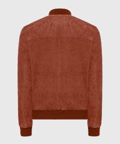 Gunther Mens Brown Bomber Suede Jacket - Back View