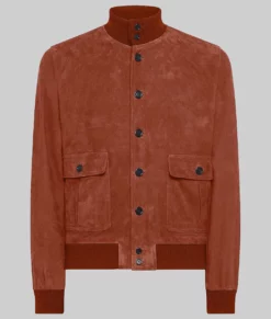 Gunther Mens Brown Suede Bomber Jacket-Front