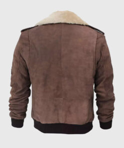 Houston Brown G1 Suede Leather Bomber Aviator Jacket - Back View
