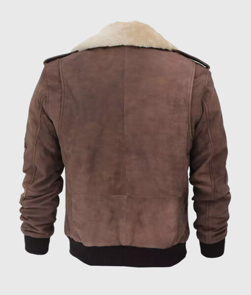 Houston Brown G1 Suede Leather Bomber Aviator Jacket - Back View