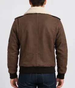 Houston Men's Brown Bomber Leather Jacket-Back