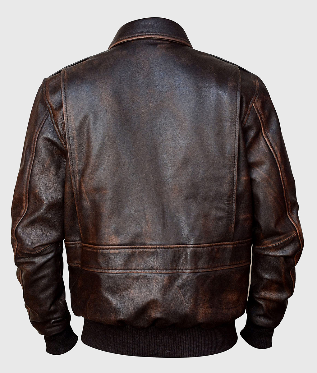 Jacob Men's Distressed Brown A-2 Bomber Leather Jacket | NYC Jackets