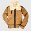 Jake B-3 Shearling Brown Leather Aviator Jacket - Front View