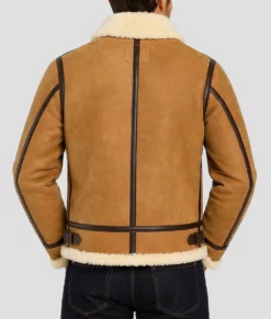 Jake B-3 Shearling Brown Leather Aviator Jacket-Back