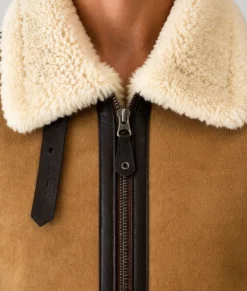Jake B-3 Shearling Brown Leather Aviator Jacket-Zoom
