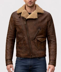Jamie Men's Distressed Brown Bomber 'Leather Jacket-Front