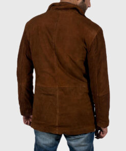 Jason Mens Brown Suede Leather Jacket - Back View