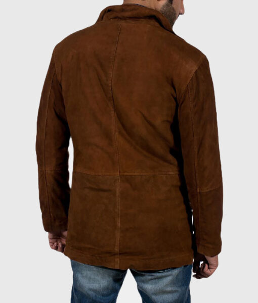 Jason Mens Brown Suede Leather Jacket - Back View