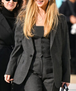 Jennifer Lawrence Womens Charcoal Black Suit - Womens Charcoal Black Suit - Front View2