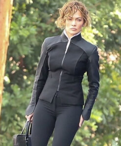 Jennifer Lopez Atlas Shepherd Womens Black Jacket - Womens Black Jacket - Front VIew