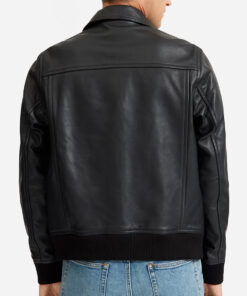 John Mens Black Leather Jacket - Mens Black Leather Jacket - Model View