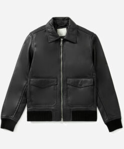 John Mens Black Leather Jacket - Mens Black Leather Jacket - Front View
