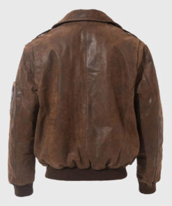 Keller Mens Brown Bomber Vintage Leather Jacket - Back View