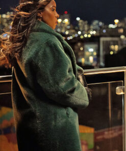 Kelly Rowland Mea Culpa Mea Womens Green Fur Coat - Womens Green Fur Coat - Side View